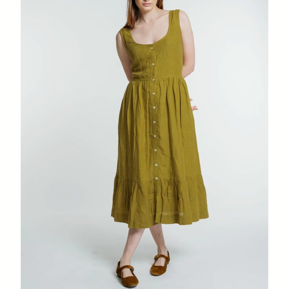Poet Dress - Dried Tobacco Linen XS